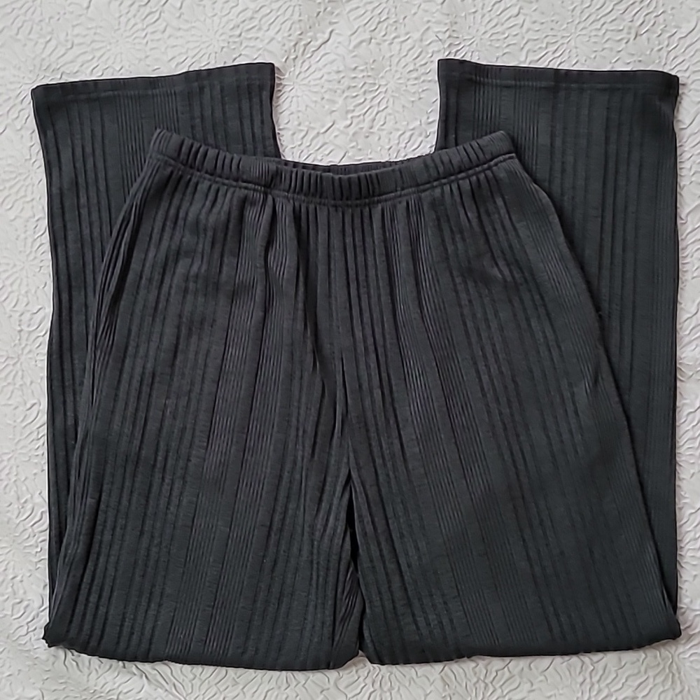 Ekouaer Ribbed Knit Casual Dark Gray Pull-On Pants, Size M - Picture 4 of 14